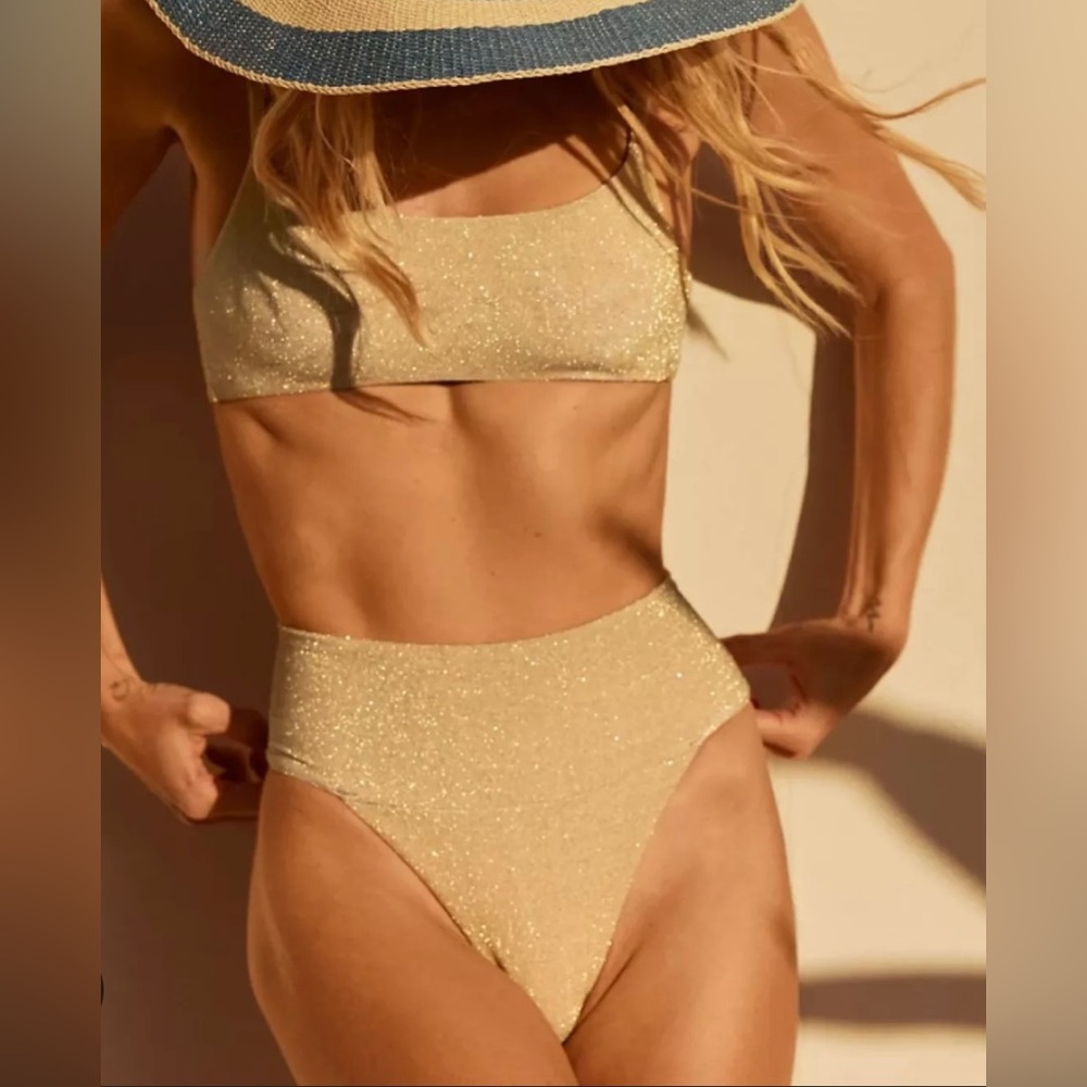 Aerie Gold Sparkle Bikini